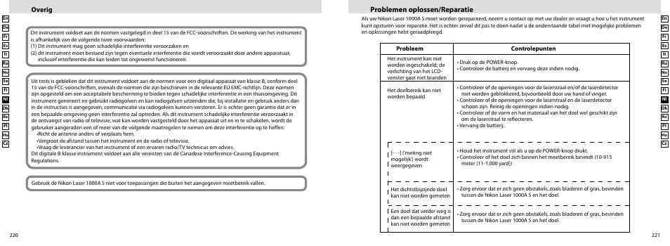 Problemen oplossen/reparatie, Overig | Nikon Laser User Manual | Page 111 / 168