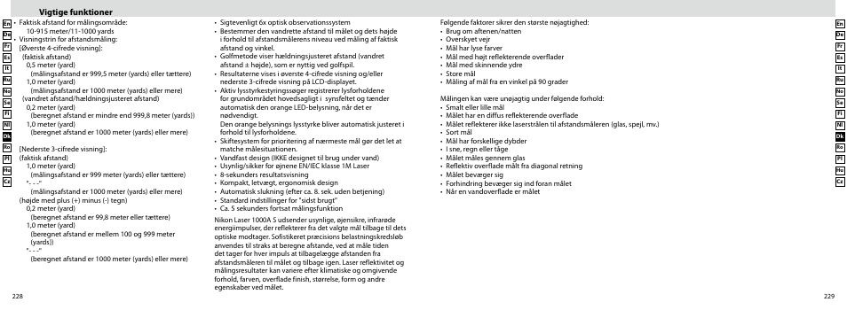 Vigtige funktioner | Nikon Laser User Manual | Page 115 / 168