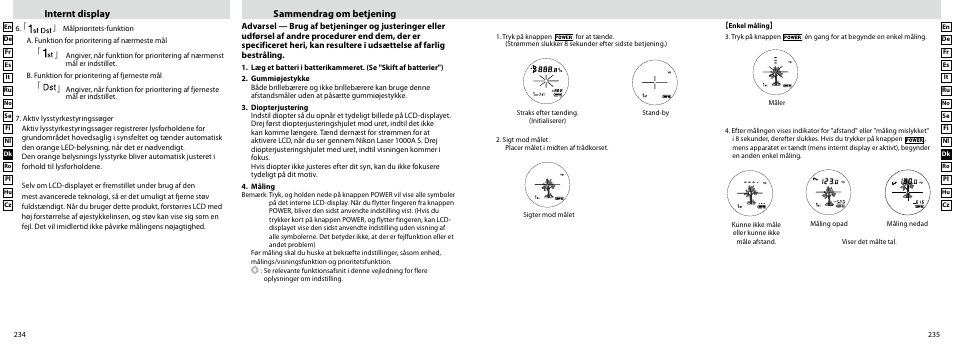 Internt display sammendrag om betjening | Nikon Laser User Manual | Page 118 / 168