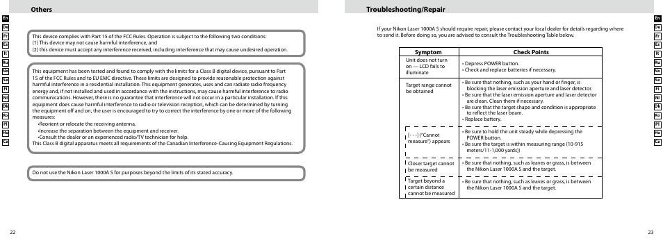 Troubleshooting/repair, Others | Nikon Laser User Manual | Page 12 / 168