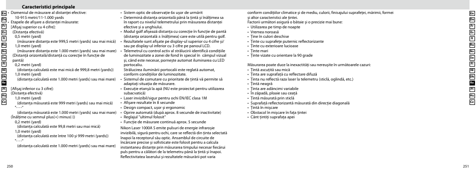 Caracteristici principale | Nikon Laser User Manual | Page 126 / 168