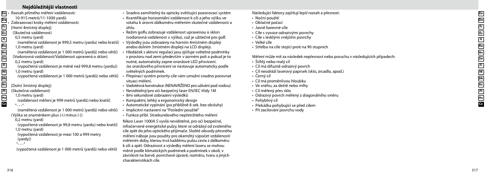 Nejdůležitější vlastnosti | Nikon Laser User Manual | Page 159 / 168