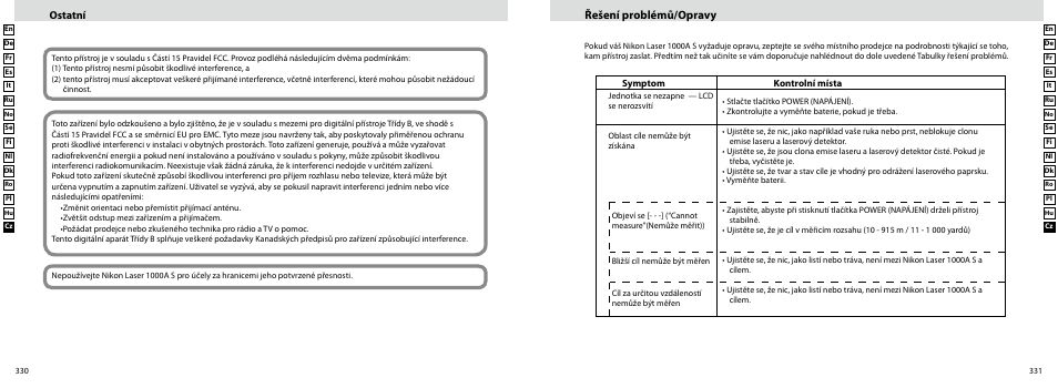 Řešení problémů/opravy, Ostatní | Nikon Laser User Manual | Page 166 / 168