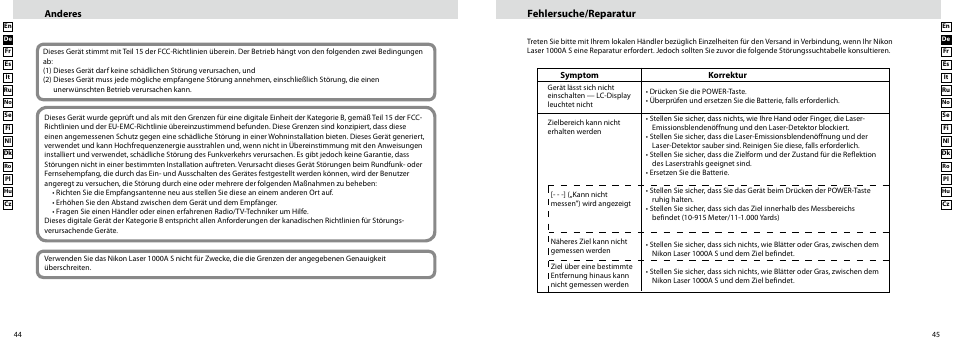 Fehlersuche/reparatur, Anderes | Nikon Laser User Manual | Page 23 / 168