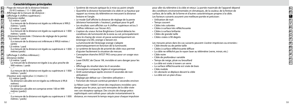 Caractéristiques principales | Nikon Laser User Manual | Page 27 / 168