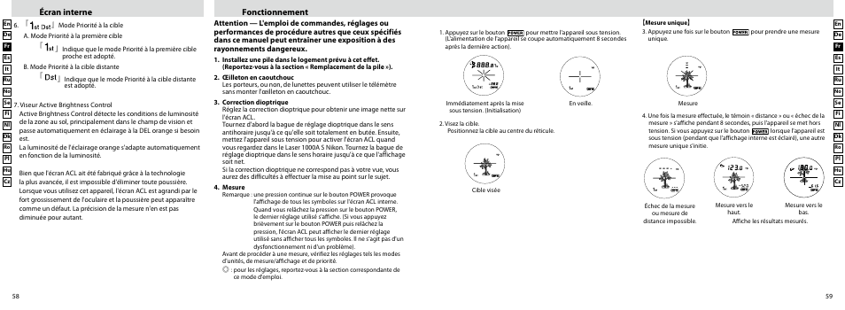 Écran interne fonctionnement | Nikon Laser User Manual | Page 30 / 168