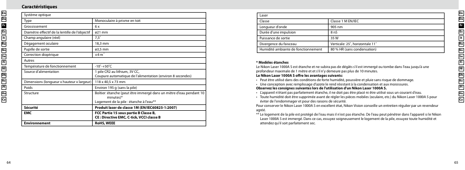 Caractéristiques | Nikon Laser User Manual | Page 33 / 168