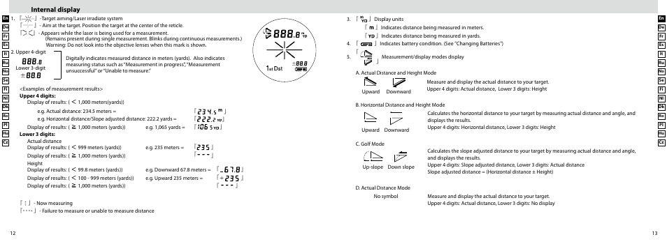 Internal display | Nikon Laser User Manual | Page 7 / 168