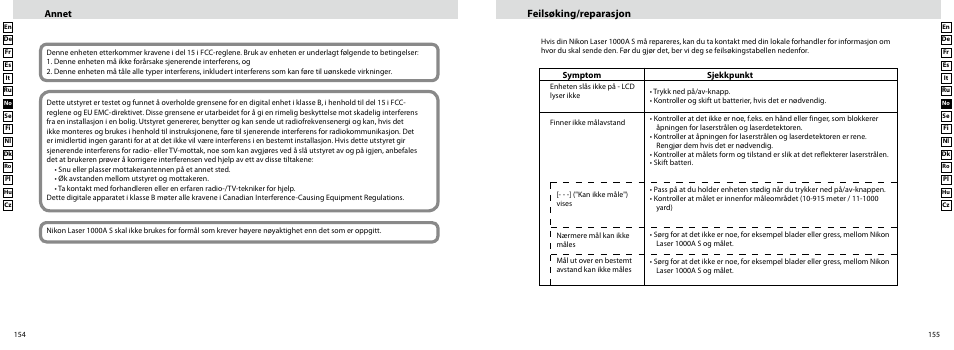 Feilsøking/reparasjon, Annet | Nikon Laser User Manual | Page 78 / 168