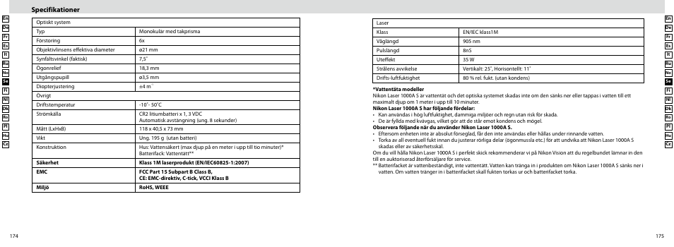 Specifikationer | Nikon Laser User Manual | Page 88 / 168