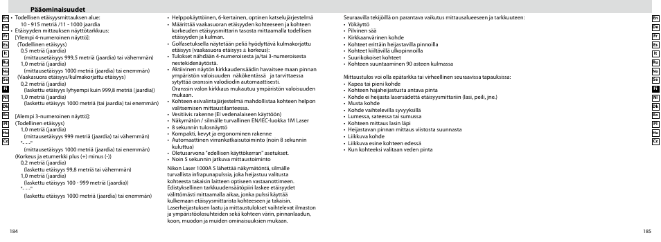 Pääominaisuudet | Nikon Laser User Manual | Page 93 / 168