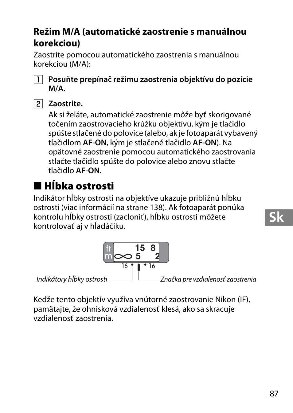 Hĺbka ostrosti, Jp en de fr es sv ru nl it cz sk ro ua ck ch kr | Nikon 85mm-f-14G-AF-S-Nikkor User Manual | Page 87 / 140