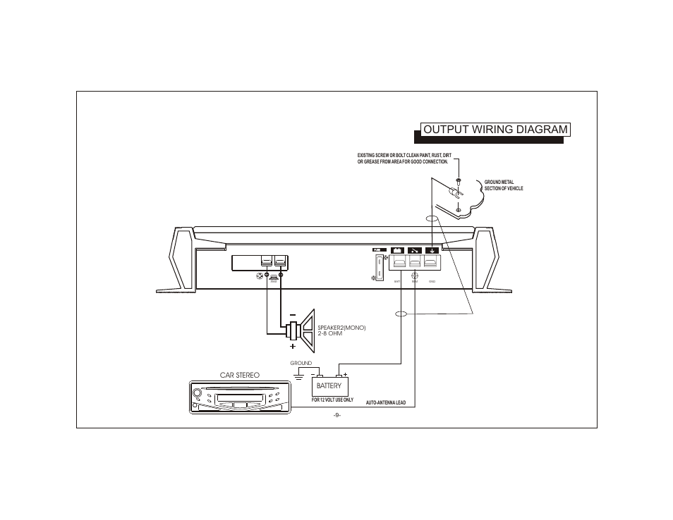 Output wiring diagram | Audiovox XTM-600 User Manual | Page 9 / 13