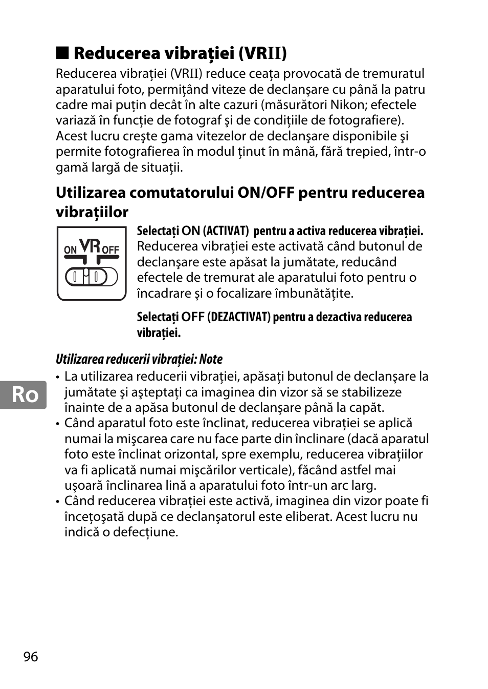 Reducerea vibraţiei (vrii), Jp en de fr es sv ru nl it cz sk ro ua ck ch kr | Nikon 55-300mm-f-45-56G-AF-S-DX-Zoom-Nikkor User Manual | Page 96 / 140