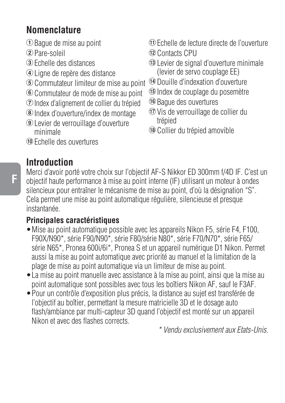 Introduction, Nomenclature | Nikon 300mm-f-4-IF-ED-AF-S-Nikkor User Manual | Page 24 / 54