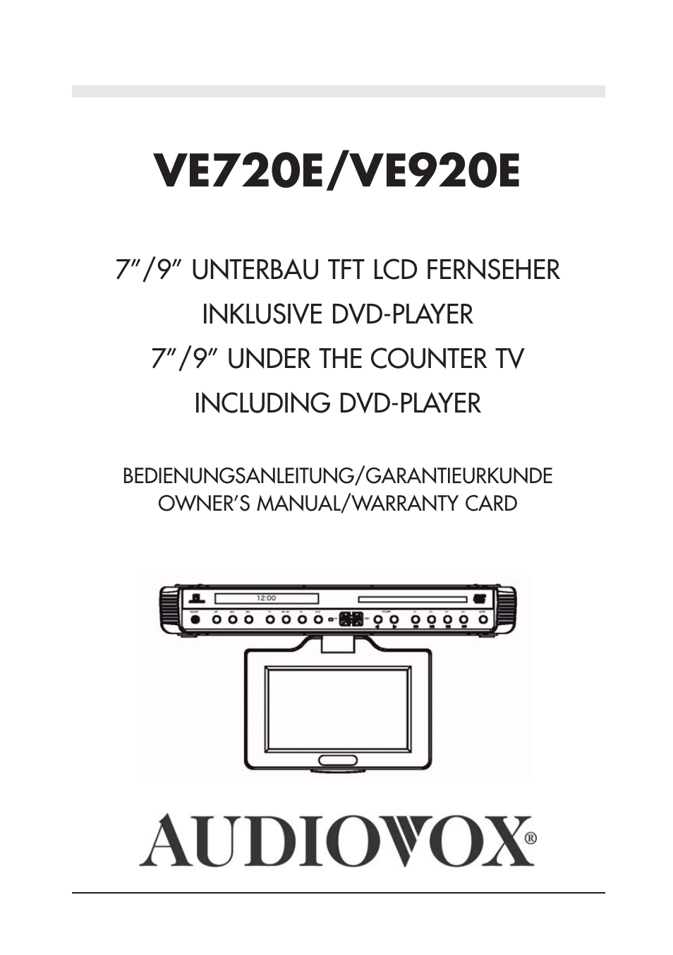 Audiovox VE920E User Manual | 33 pages