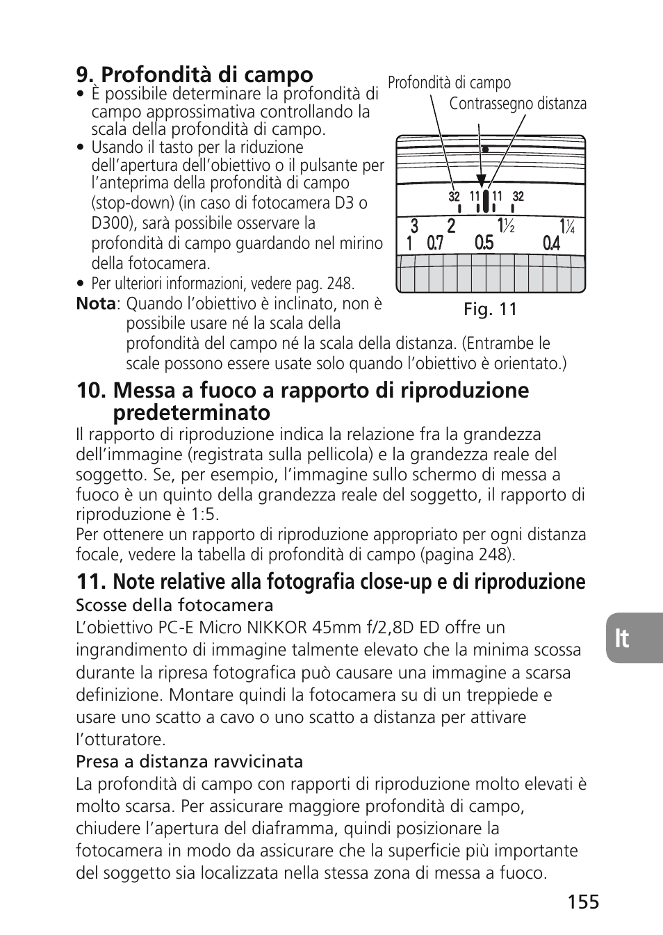 Profondità di campo | Nikon 45mm-f-28D-ED-PC-E-Nikkor User Manual | Page 155 / 252