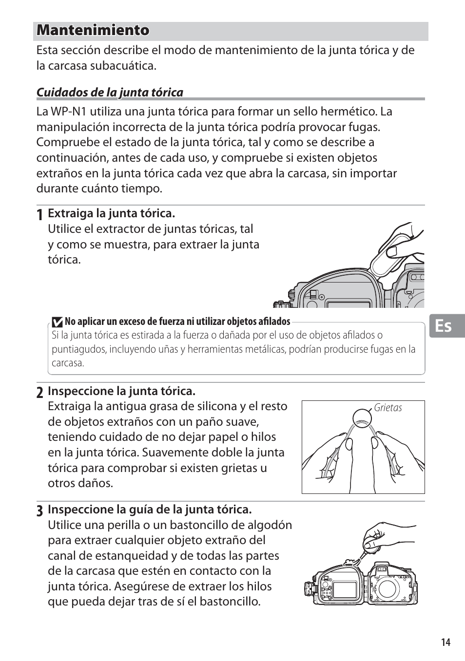 Mantenimiento, Cuidados de la junta tórica | Nikon WP-N1 User Manual | Page 121 / 224