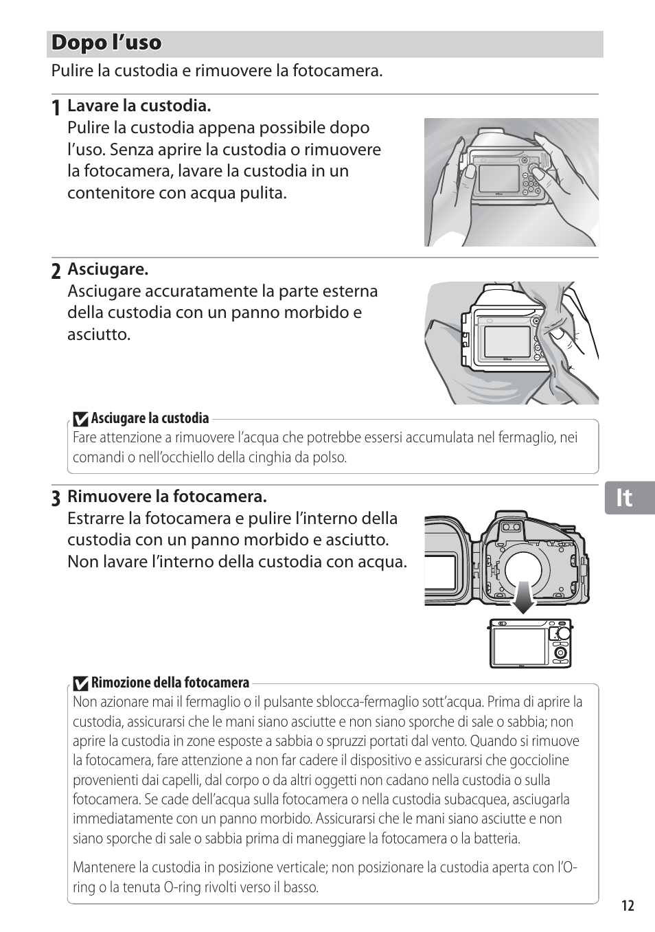 Dopo l’uso | Nikon WP-N1 User Manual | Page 143 / 224