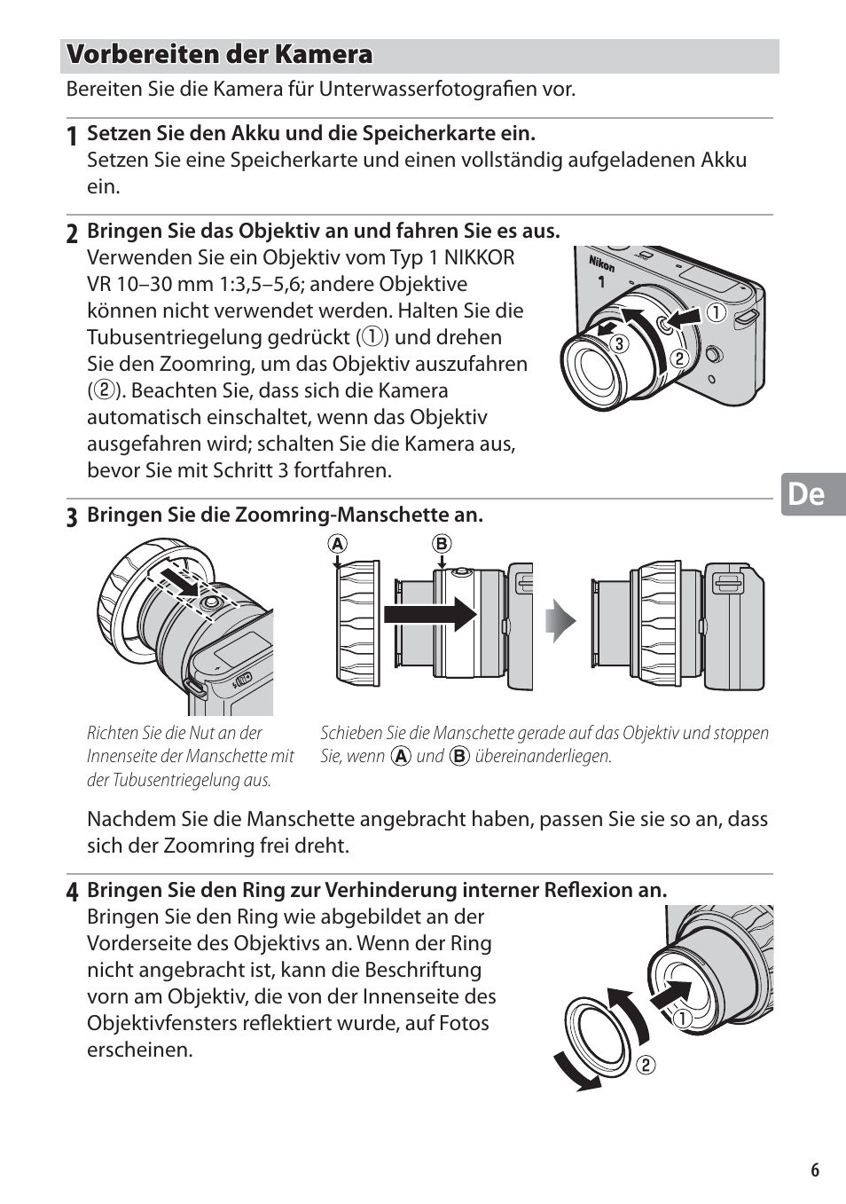 Vorbereiten der kamera | Nikon WP-N1 User Manual | Page 65 / 224