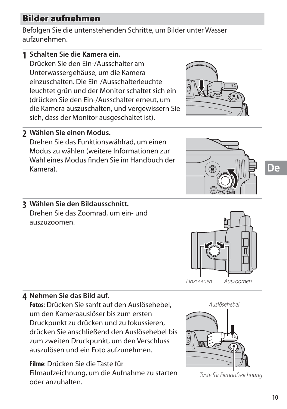 Bilder aufnehmen | Nikon WP-N1 User Manual | Page 69 / 224
