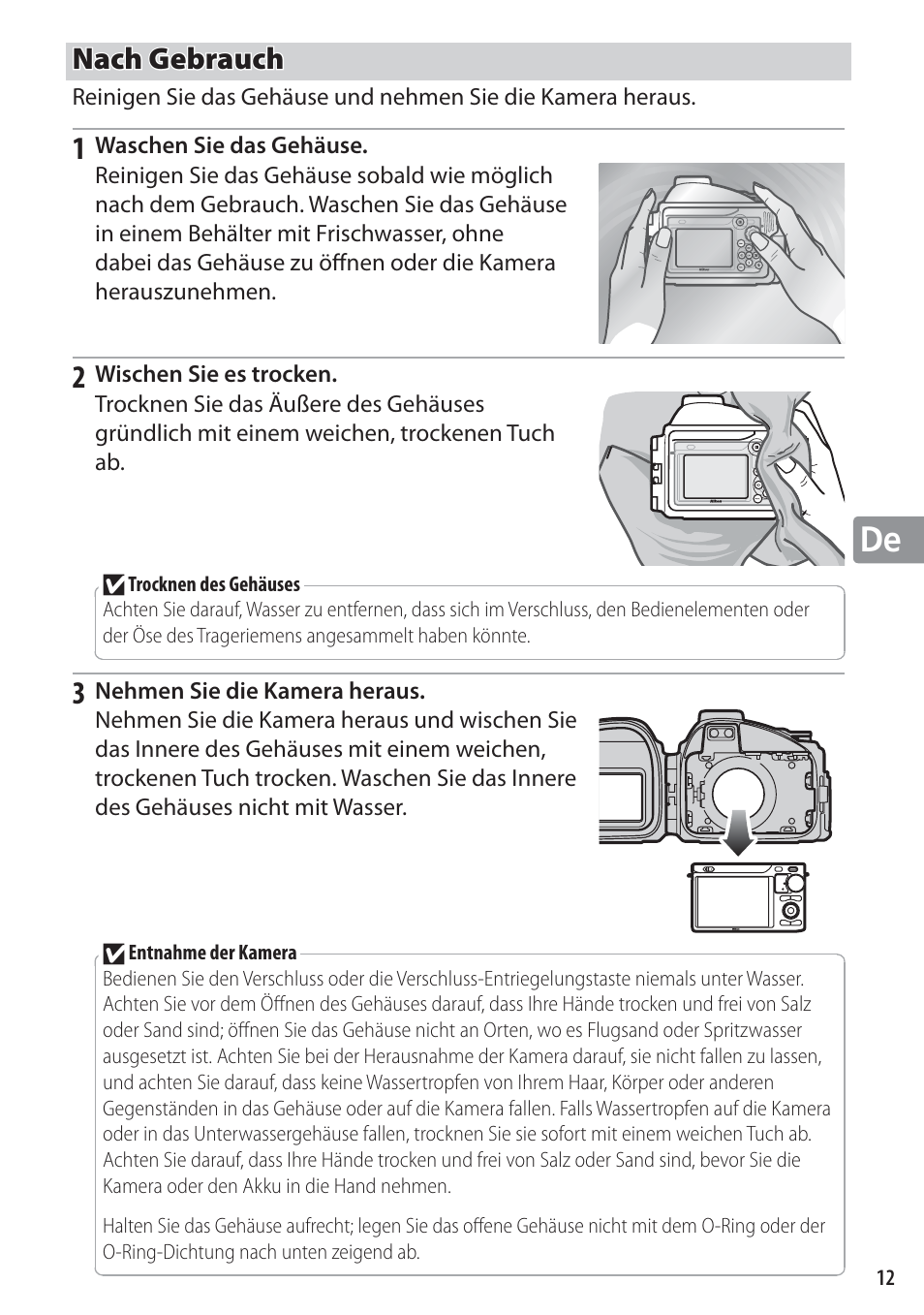 Nach gebrauch | Nikon WP-N1 User Manual | Page 71 / 224