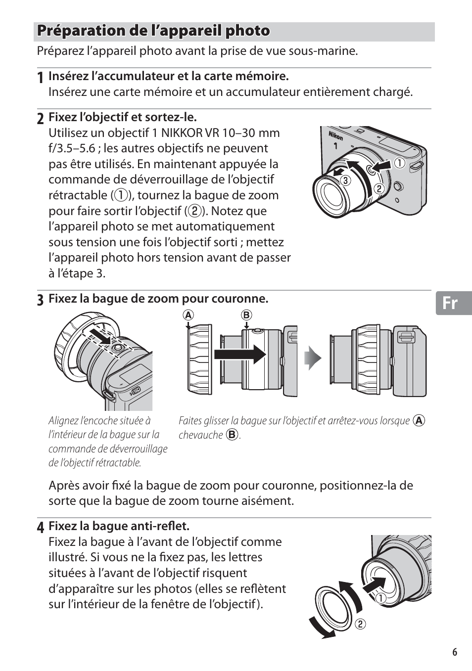 Préparation de l’appareil photo | Nikon WP-N1 User Manual | Page 89 / 224