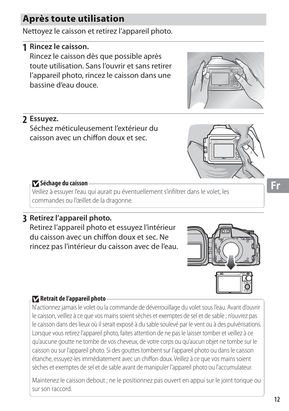 Après toute utilisation | Nikon WP-N1 User Manual | Page 95 / 224