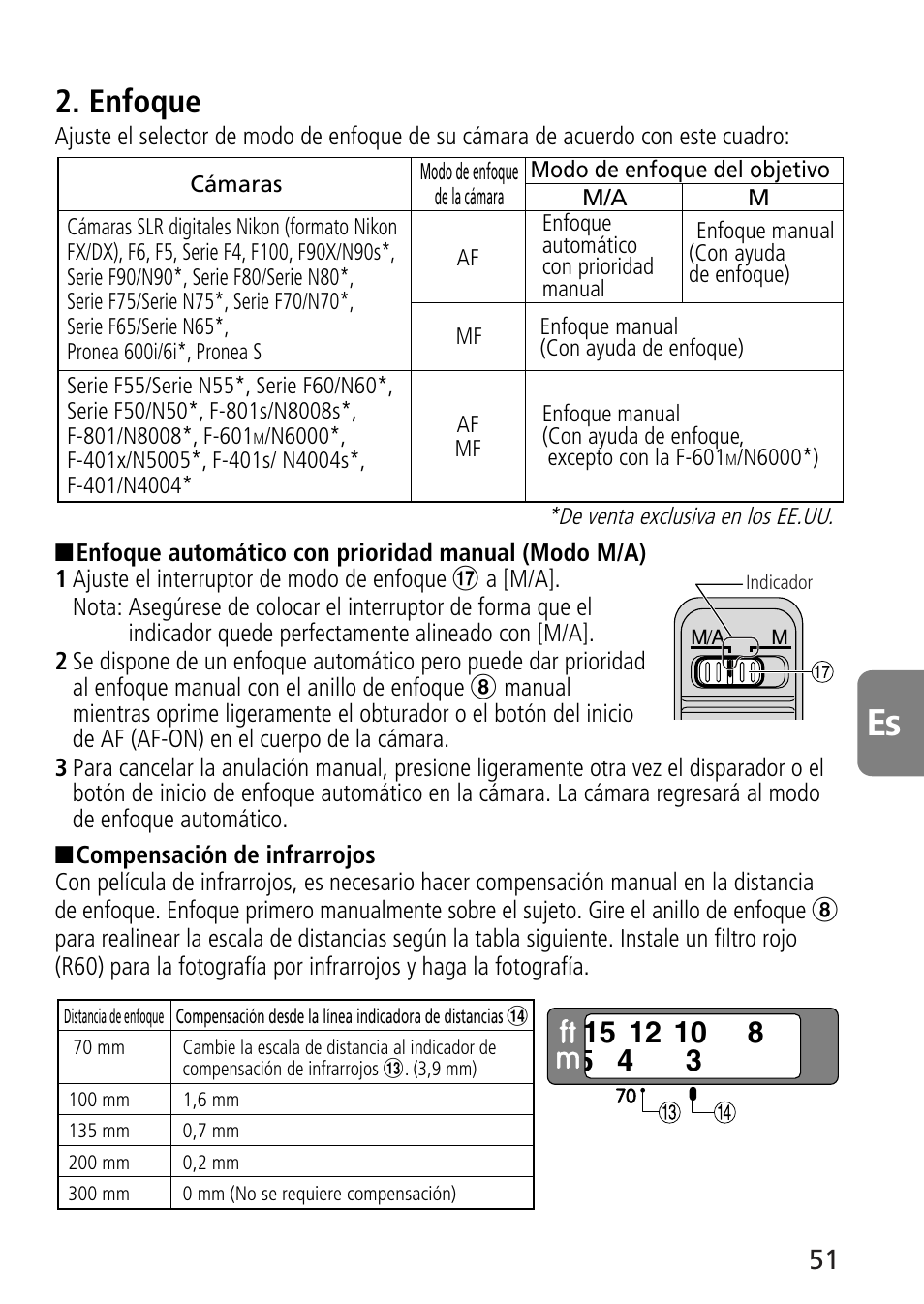 Enfoque | Nikon 70-300mm-f-45-56G-ED-IF-AF-S-VR-Zoom User Manual | Page 51 / 108