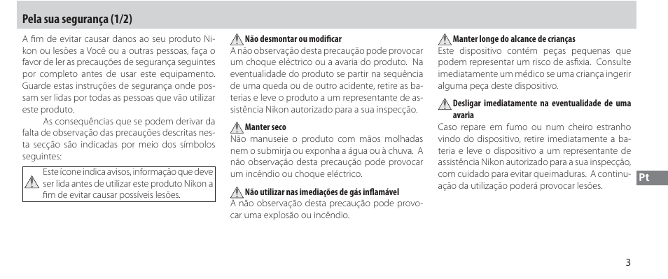 Pela sua segurança, Pela sua segurança (1/2) | Nikon Autre-télécommande User Manual | Page 149 / 236