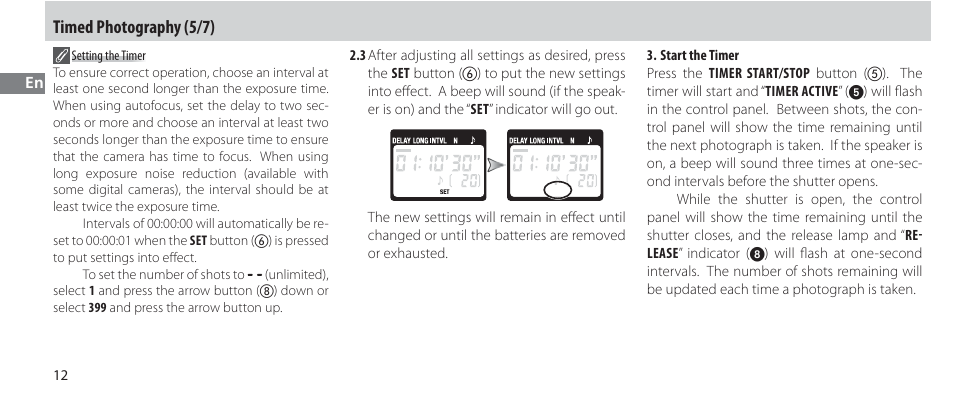 Timed photography (5/7) | Nikon Autre-télécommande User Manual | Page 32 / 236