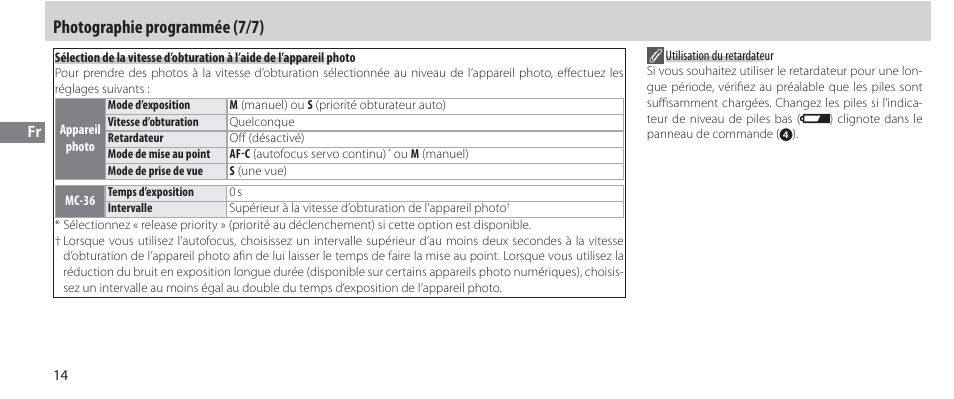 Photographie programmée (7/7) | Nikon Autre-télécommande User Manual | Page 70 / 236