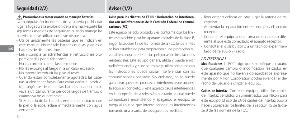 Avisos, Seguridad (2/2) avisos (1/2) | Nikon Autre-télécommande User Manual | Page 78 / 236