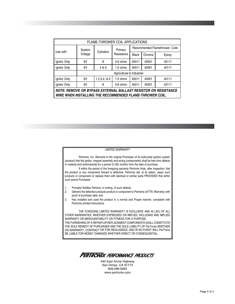 PerTronix Ignitor 1143N6 User Manual | Page 4 / 4