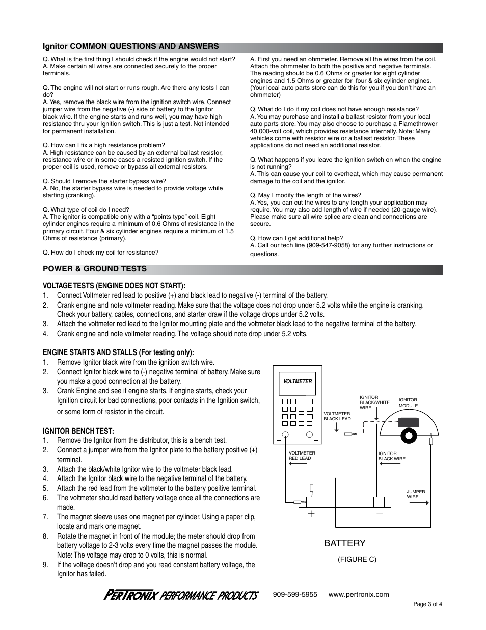 Battery | PerTronix Ignitor 1143P6 User Manual | Page 3 / 4