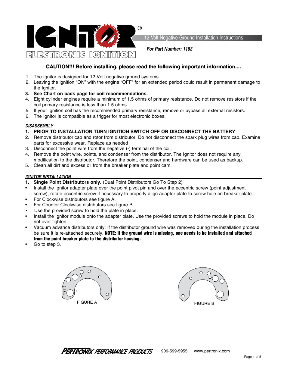 PerTronix Ignitor 1183 User Manual | 5 pages