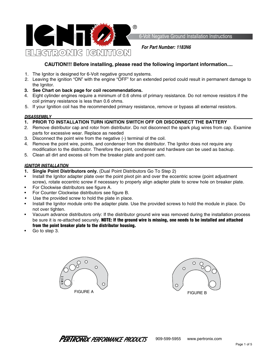 PerTronix Ignitor 1183N6 User Manual | 5 pages