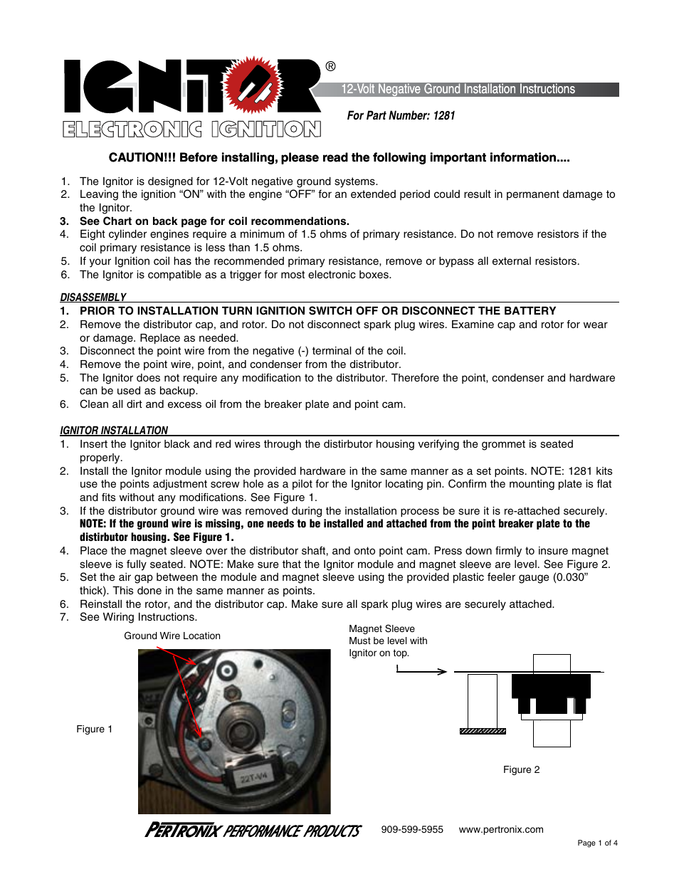 PerTronix Ignitor 1281 User Manual | 4 pages