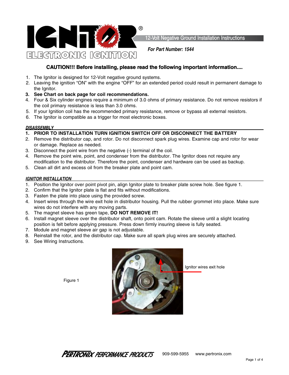 PerTronix Ignitor 1544 User Manual | 4 pages