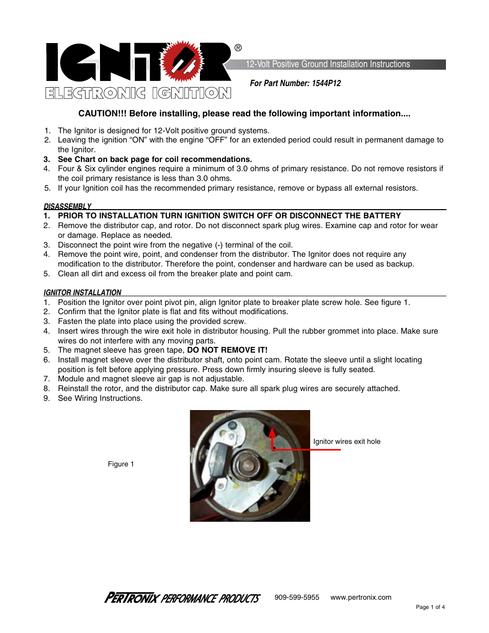 PerTronix Ignitor 1544P12 User Manual | 4 pages