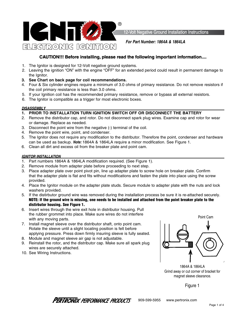 PerTronix Ignitor 1864LA User Manual | 4 pages