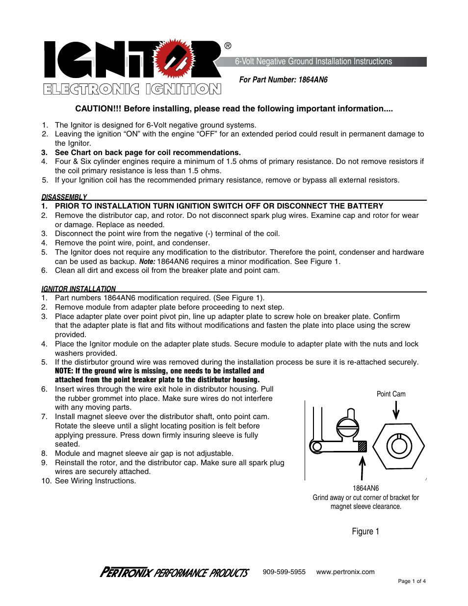 PerTronix Ignitor 1864AN6 User Manual | 4 pages