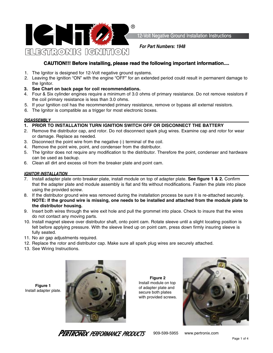 PerTronix Ignitor 1948 User Manual | 4 pages