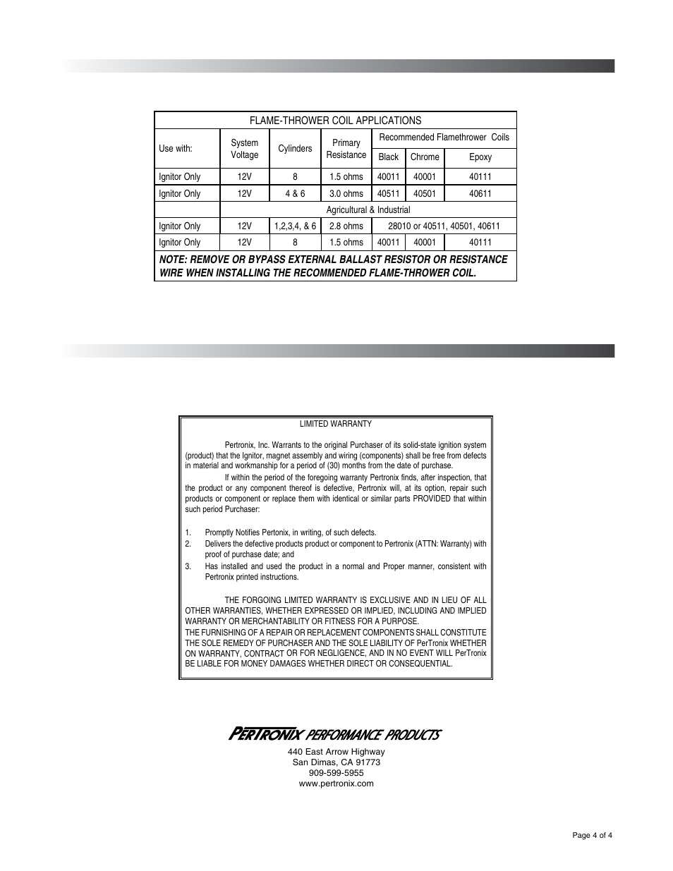 PerTronix Ignitor LU-144 User Manual | Page 4 / 4