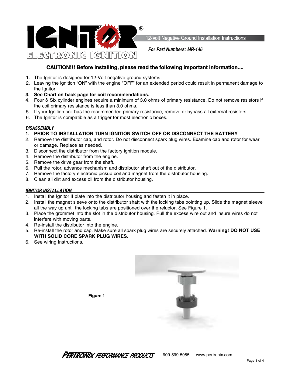 PerTronix Ignitor MR-146 User Manual | 4 pages