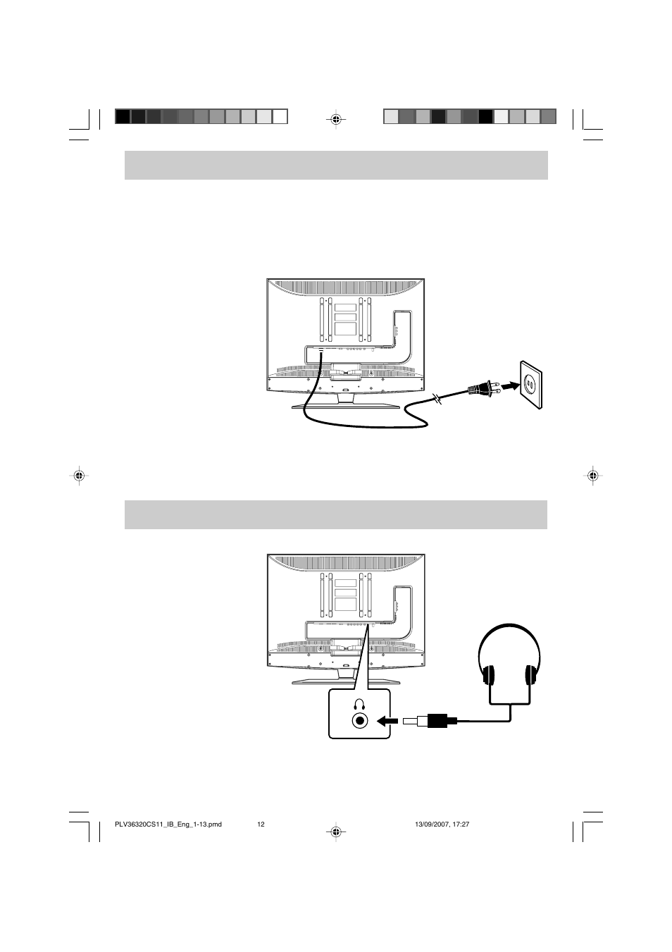 Connections using headphones | Audiovox FPE3208 User Manual | Page 13 / 22