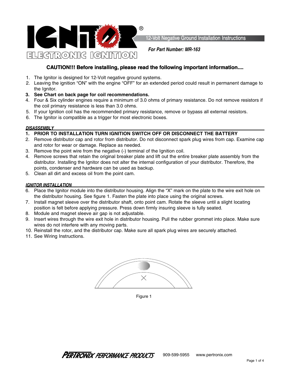 PerTronix Ignitor MR-163 User Manual | 4 pages