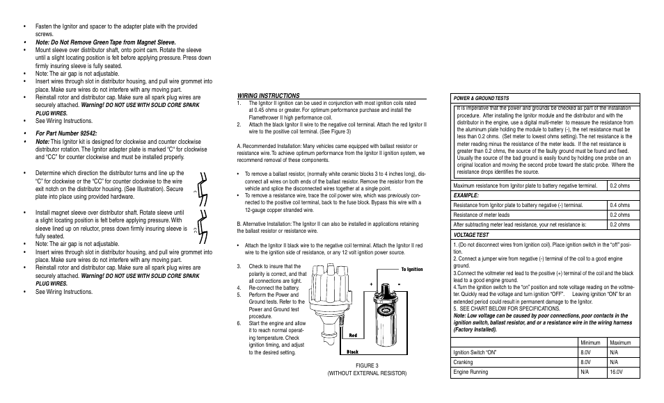 PerTronix Ignitor II 92542 User Manual | Page 2 / 2
