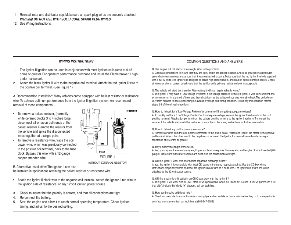 PerTronix Ignitor II 92562 User Manual | Page 2 / 2