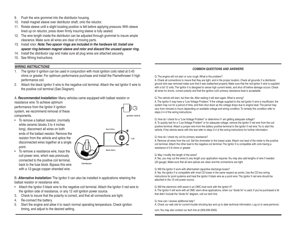PerTronix Ignitor II 9HO-143 User Manual | Page 2 / 2